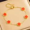 Classic, fashionable and versatile flower titanium steel bracelet, 18K gold-plated and non-fading, elegant five-leaf flower stainless steel jewelry for women details Picture
